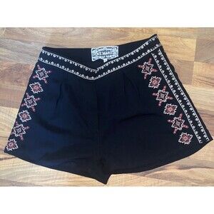 Pink Martini Women's Size Small Black Boho Lined Shorts Cute Festival Rodeo